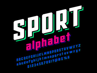 Sticker - sports style alphabet design with uppercase, lowercase, numbers and symbols