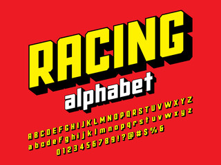 Fototapete - Vector of stylized modern alphabet design with uppercase, lowercase, numbers and symbols