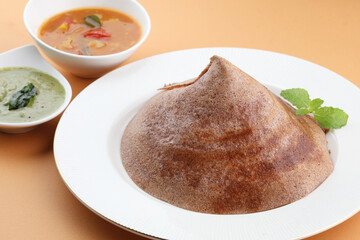 Wall Mural -  Finger Millet or Ragi Dosa is a healthy  dish Karnataka ,Indian home made breakfast with  chutney