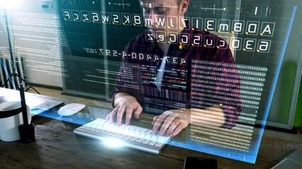 Leinwandbilder - Cyber Crime concept : A programmer hacker trying to breached crypto currency address security by using algorithm source code to exploit weakness in password security