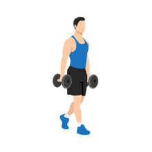 Man Doing Farmers Walk. Carry Exercise. Flat Vector Illustration Isolated On White Background