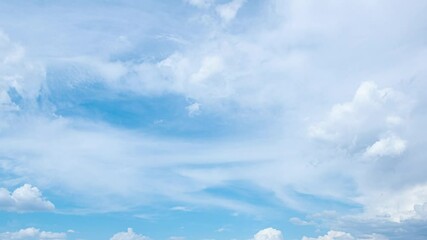 Wall Mural - beautiful elegant sunny peaceful cloudy sky landscape. 4k stock video time lapse of soft white fluff