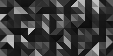 Poster - Abstract geometric pattern background with large size triangles in black color. Low poly random tiles texture. Modern crystal design. 3D Rendering.