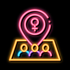 Poster - Gps Mark Location neon light sign vector. Glowing bright icon Gps Mark Location sign. transparent symbol illustration