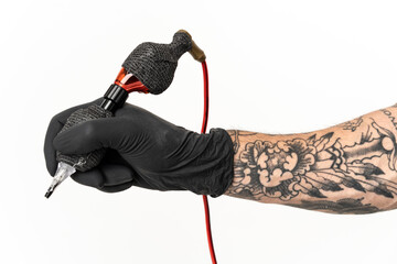 Tattoo artist man over isolated background