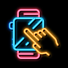 Wall Mural - Smart Watch neon light sign vector. Glowing bright icon Smart Watch sign. transparent symbol illustration