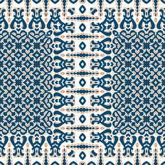 Naklejka na meble Decorative Arabesque Blue and Orange Seamless Pattern