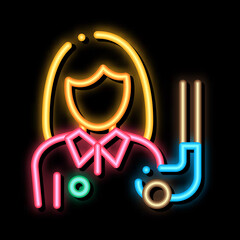 Wall Mural - Woman Golf Player neon light sign vector. Glowing bright icon Woman Golf Player sign. transparent symbol illustration