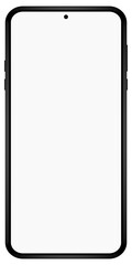 Leinwandbilder - Modern smartphone black color with blank screen isolated on white background vector mockup. Front view of android multimedia mobile phone easy to edit and put your image or text..