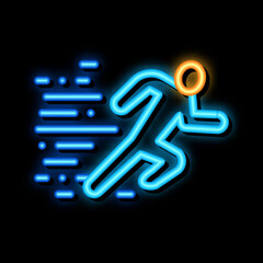 Canvas Print - Running Human neon light sign vector. Glowing bright icon Running Human sign. transparent symbol illustration