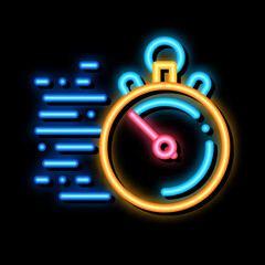 Sticker - Stopwatch Time neon light sign vector. Glowing bright icon Stopwatch Time sign. transparent symbol illustration