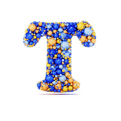 Wall Mural - T letter with colored shiny balls