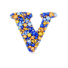 Wall Mural - V letter with colored shiny balls