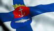 © Ahmed - 3D Waving Finland City Flag of Kemi Closeup View