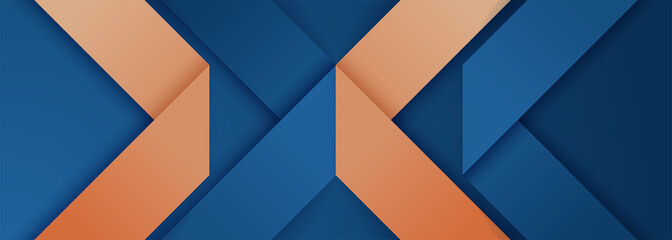 Poster - abstract geometric dynamic blue shapes composition background with bright orange lines futuristic gr