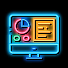 Aufkleber - Analytics On Computer Screen neon light sign vector. Glowing bright icon Statistician Report On Computer Display With Infographic sign. transparent symbol illustration
