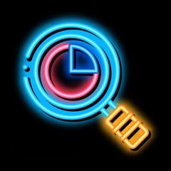 Aufkleber - Statistician Magnifier Glass neon light sign vector. Glowing bright icon Magnifier Tool With Circle Infographic, Market Research sign. transparent symbol illustration