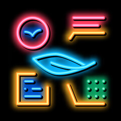 Poster - bird feather characteristics neon light sign vector. glowing bright icon feather describing flight a