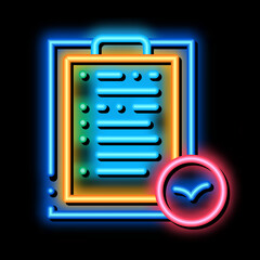 Poster - bird check list for watching neon light sign vector. glowing bright icon paper page on clipboard wit