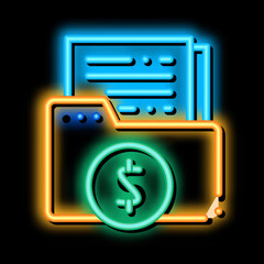 Wall Mural - Finance Files neon light sign vector. Glowing bright icon Finance Files sign. transparent symbol illustration