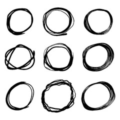 Poster - Hand drawn scribble line circles. Doodle circular for message note mark design element. vector illustration
