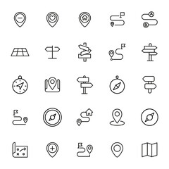 Poster - map line icons set.