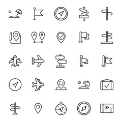 Sticker - Simple set of travel icons in trendy line style.