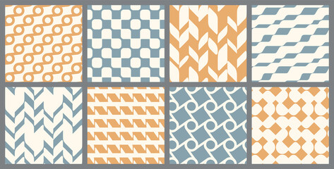 Wall Mural - Set of Geometric Seamless Patterns with Connected Elements. Vector Illustration.