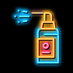 Poster - Spray Bottle neon light sign vector. Glowing bright icon Spray Bottle sign. transparent symbol illustration