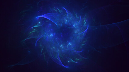 Wall Mural - 3D rendering abstract blue technology fractal background