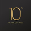 10th anniversary celebration logotype with elegant number shiny gold design