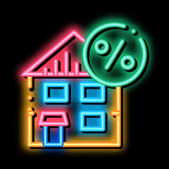 Poster - House Tax Percent neon light sign vector. Glowing bright icon House Tax Percent sign. transparent symbol illustration