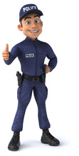 Fun 3D Illustration Of A Cartoon Police Officer