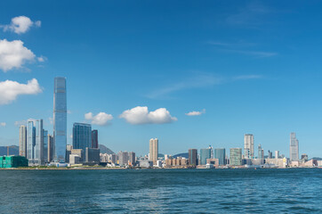 Wall Mural - Skyline of Victoria harbor of Hong Kong city