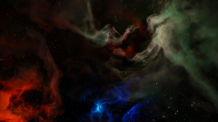 Sci fi  landscape cyberpunk style 3d render, Fantasy universe and galaxy cloud background.