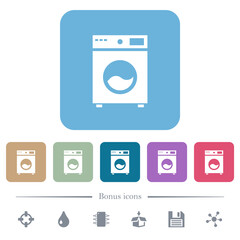 Poster - Washing machine flat icons on color rounded square backgrounds