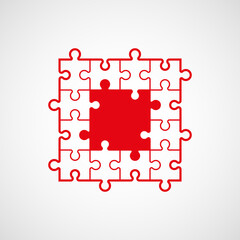 Leinwandbilder - A lot of piece flat puzzle pattern presentation. Many step puzzles business background. Simple pattern. Section compare service banner. Puzzle illustration template simple shape. Abstract Background