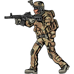 Wall Mural - soldier in camouflage, with a gun