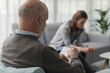 © StockPhotoPro - Depressed woman meeting the therapist in his office