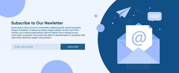 A banner for sending news to customers, so that they are aware of all the latest events. Template with a call to subscribe to an email newsletter on the site