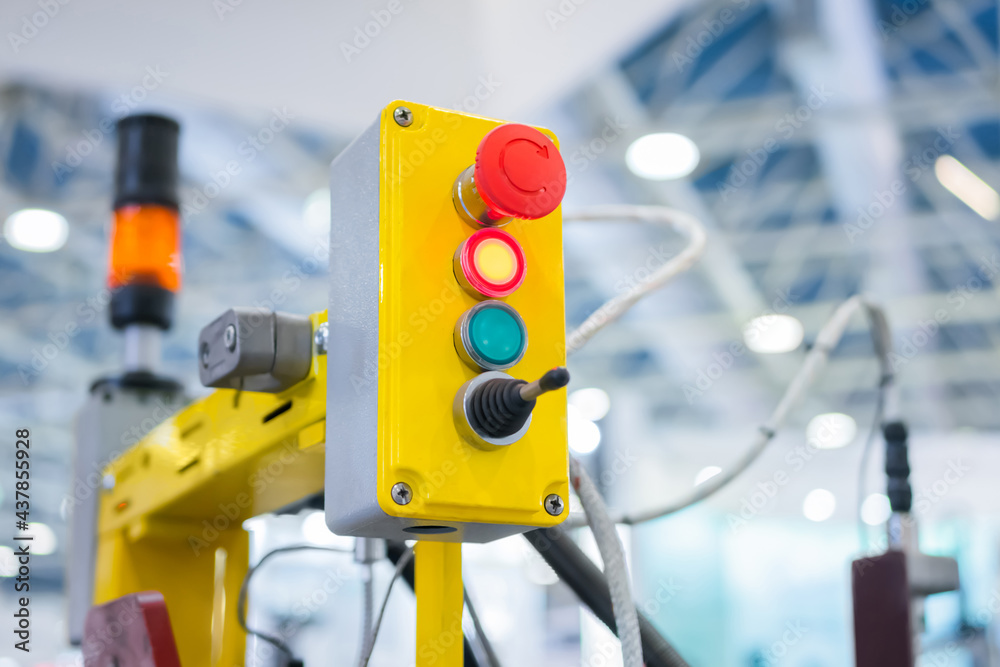 Machine Replacement Controls Machine control panel with push buttons and switches - emergency stop ...