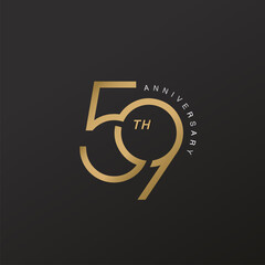 Wall Mural - 59th anniversary celebration logotype with elegant number shiny gold design