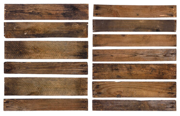 Vintage old wooden planks isolated on white background.