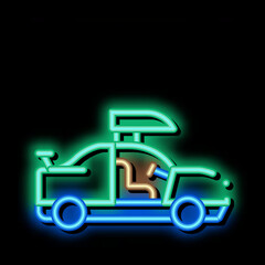 Poster - Car Door Tuning neon light sign vector. Glowing bright icon Car Door Tuning sign. transparent symbol illustration