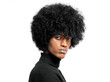 © kiuikson - Close-up portrait of young handsome black man with stylish afro isolated on white background