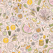 Eat all you can charcuterie table, illustration pattern