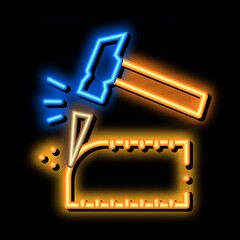 Sticker - Brick Clipping neon light sign vector. Glowing bright icon Brick Clipping sign. transparent symbol illustration