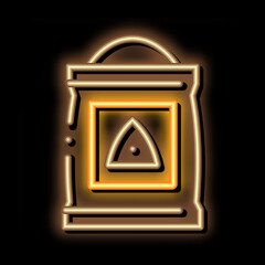 Poster - Cement Bag neon light sign vector. Glowing bright icon Cement Bag sign. transparent symbol illustration