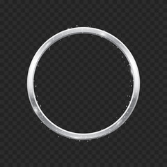 Shiny silver circle, ring, round frame with dust vector illustration on transparent background set