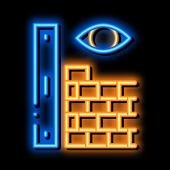 Wall Mural - Eye Measuring neon light sign vector. Glowing bright icon Eye Measuring sign. transparent symbol illustration